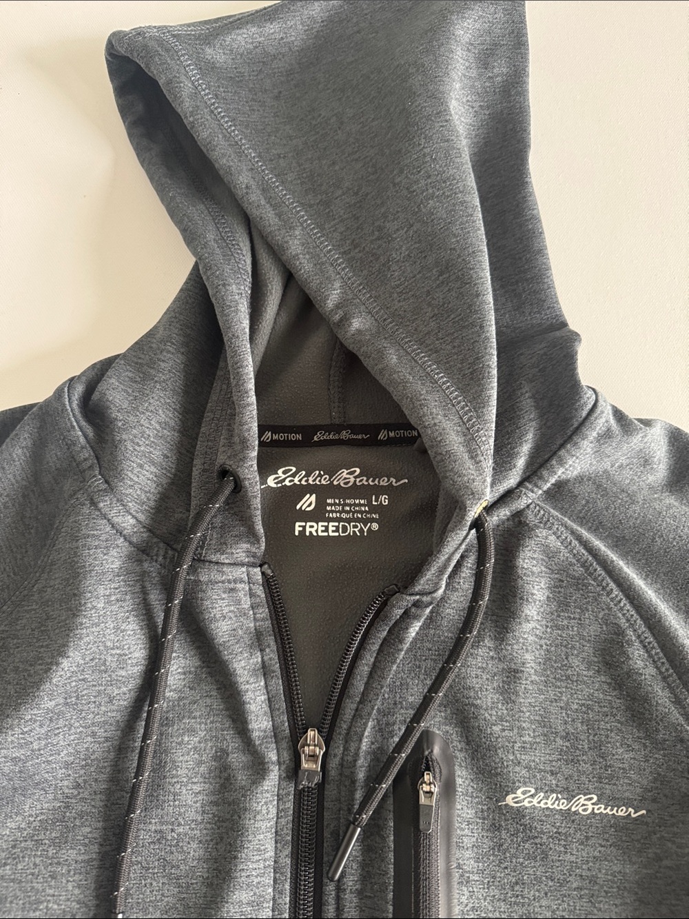 Eddie Bauer Charcoal Full-Zip Hooded Sweater Jacket